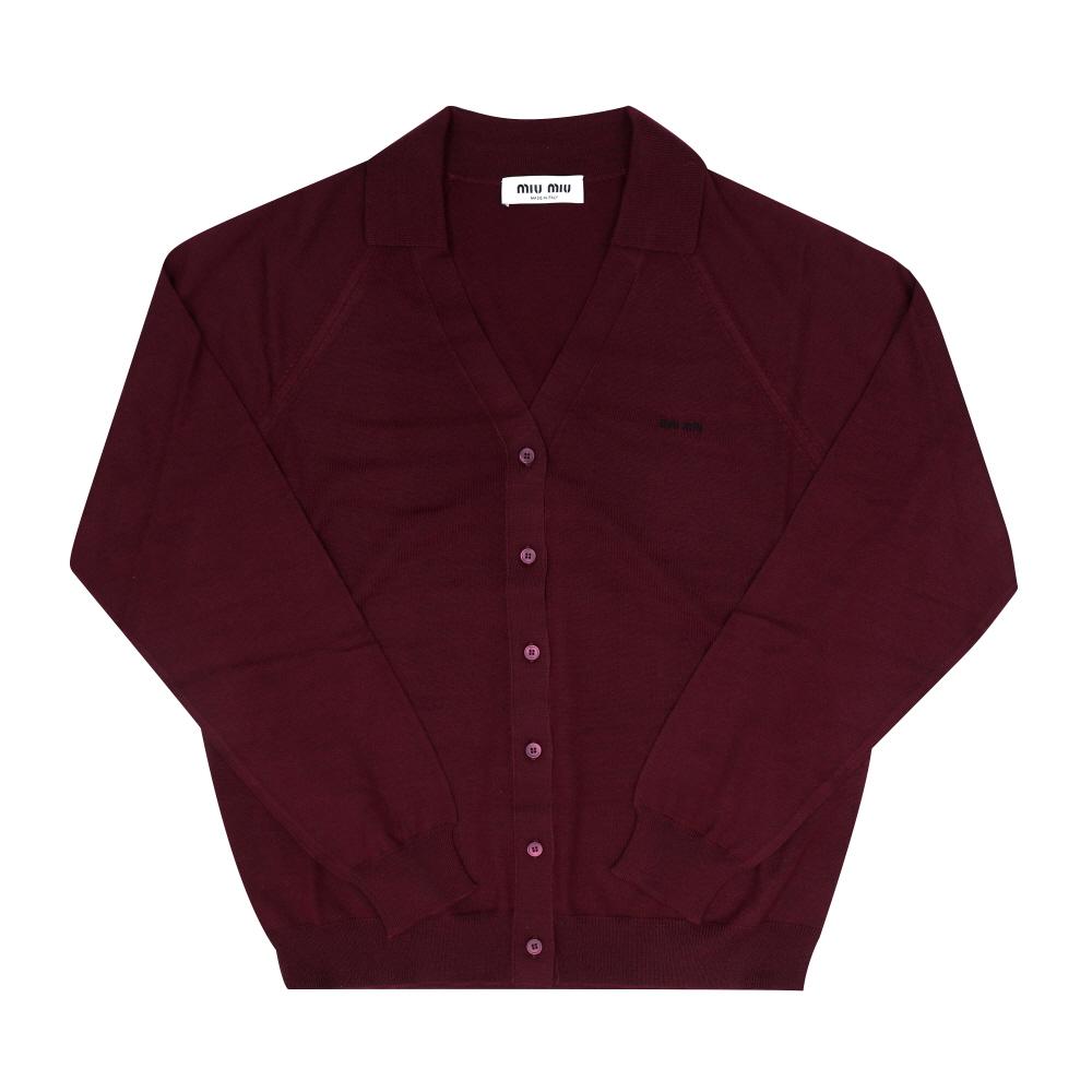 Miu Miu Intarsia Logo Wool Cardigan Women Black