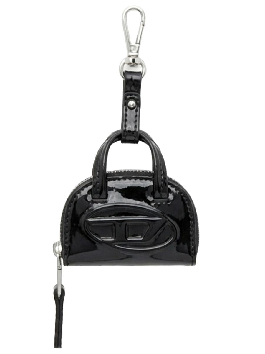 DIESEL Black Leather Keyring Keychain Accessory