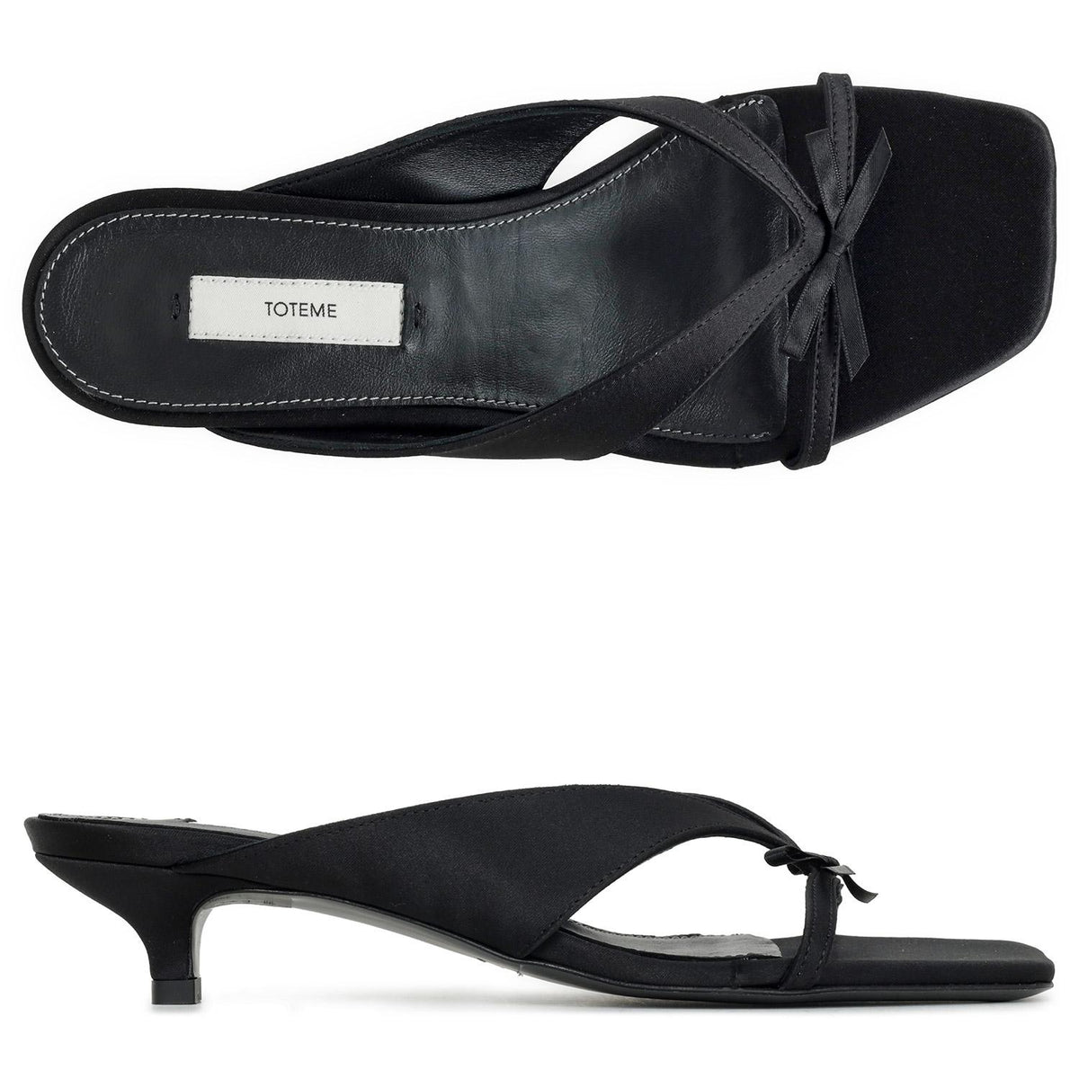 Toteme Black Bow Satin Sandals WAS0278 FB0401 001
