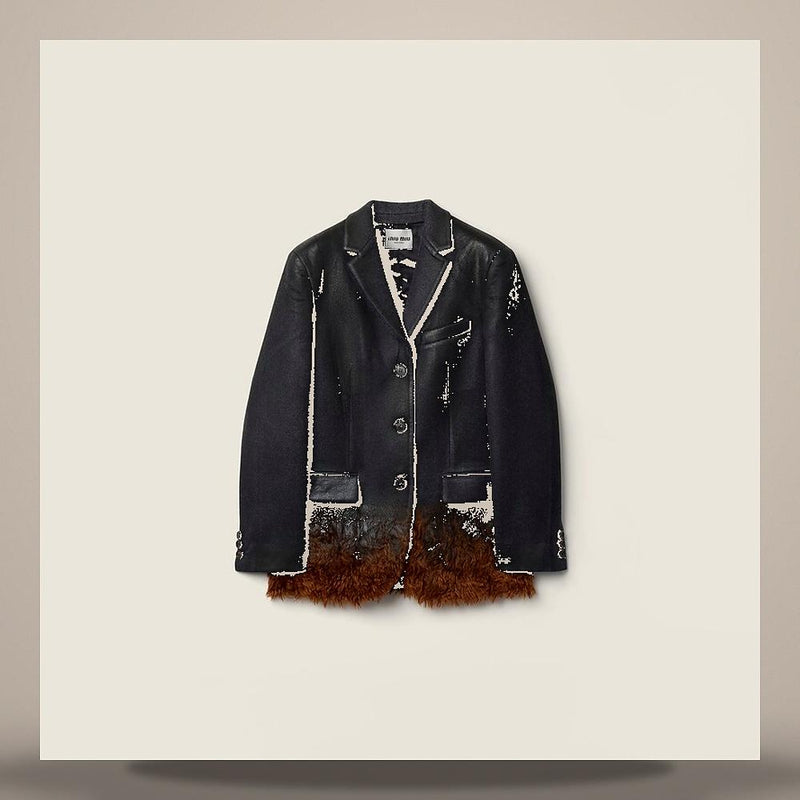Miu Miu Single-Breasted Double Wool and Shearling Jacket MH2076 6702 F0CHT