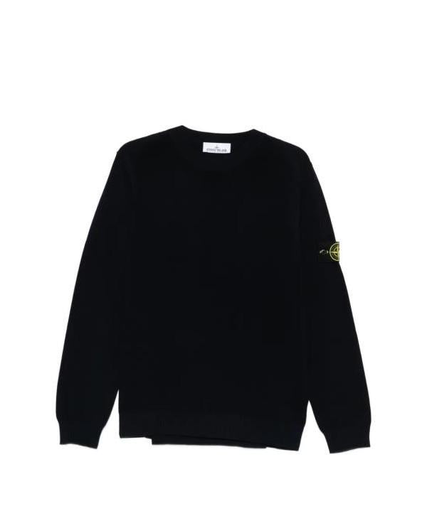 STONE ISLAND Cotton Crewneck Sweater Men’s Black Knit Pullover