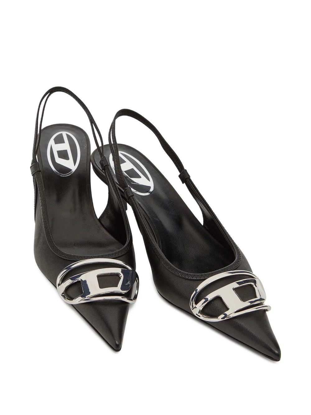 DIESEL Black Leather Slingback Pumps