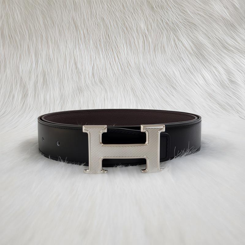 HERMES H Guilloche Belt Buckle Reversible Leather Strap 32mm H064540CK05