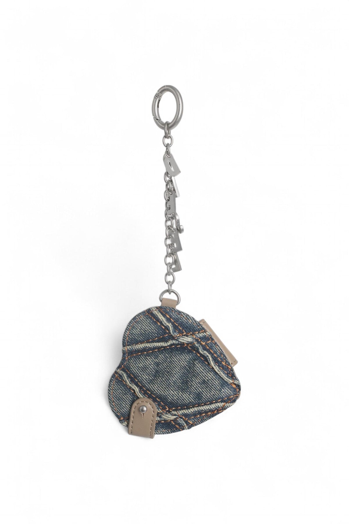 DIESEL Argyle Quilted Denim Mirror Charm Keyring X10211 P5570 HA001