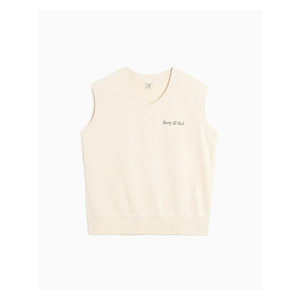 SPORTY&RICH Italic Logo V-Neck Knit Vest Unisex