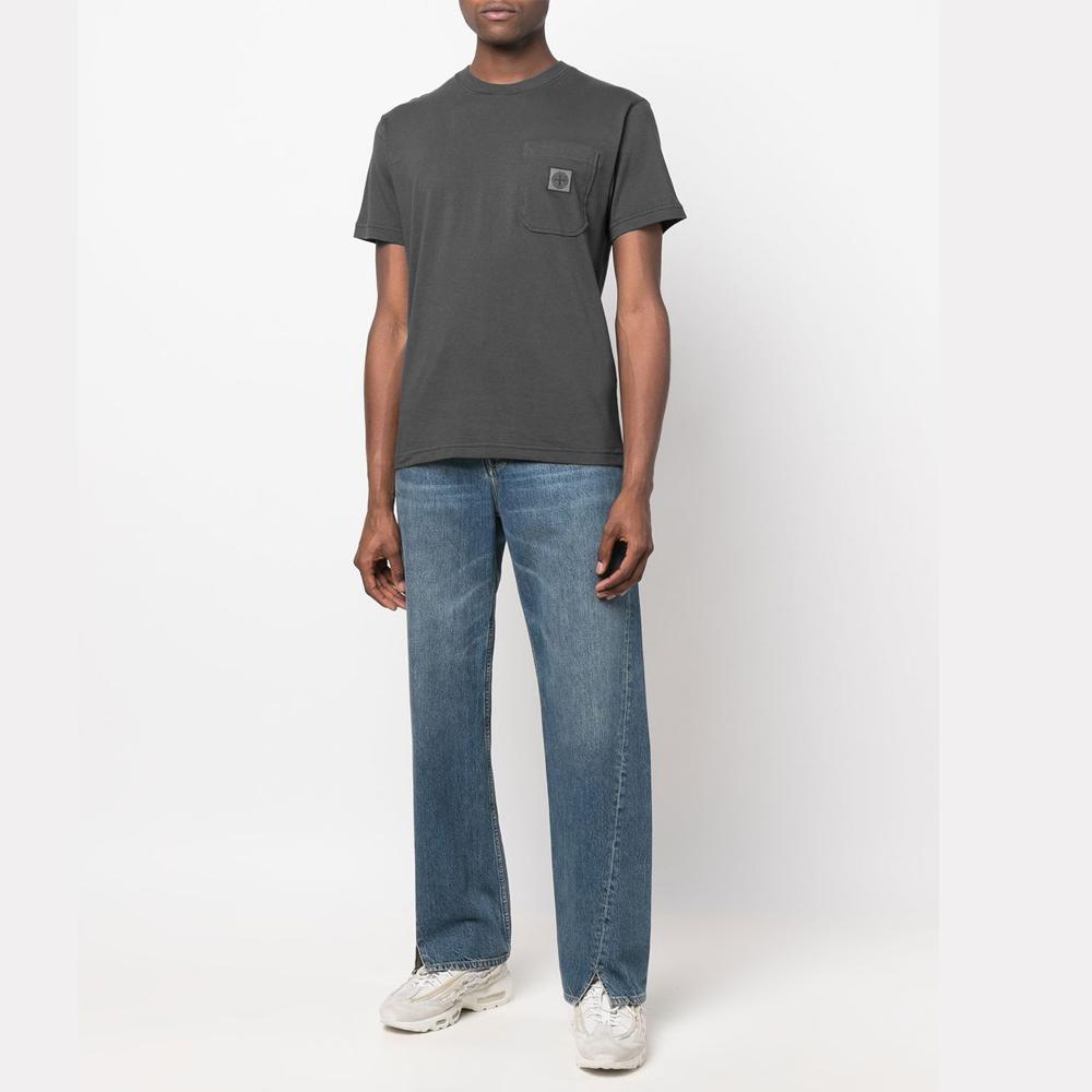 STONE ISLAND Men's Logo Pocket T-Shirt Charcoal 761521957 V0065