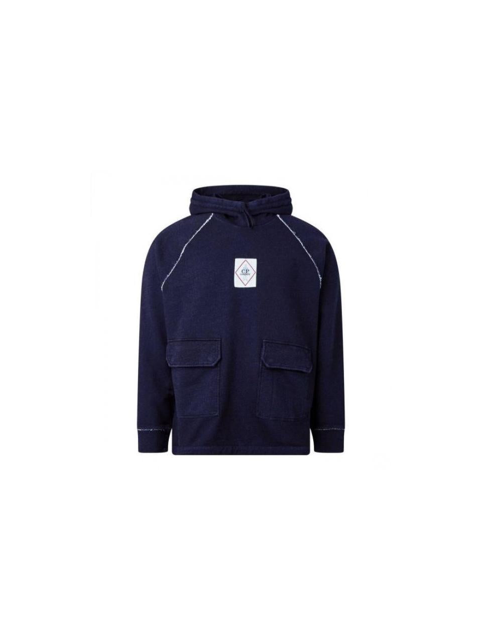CP Company Indigo Fleece Logo Hoodie Sweatshirt for Men