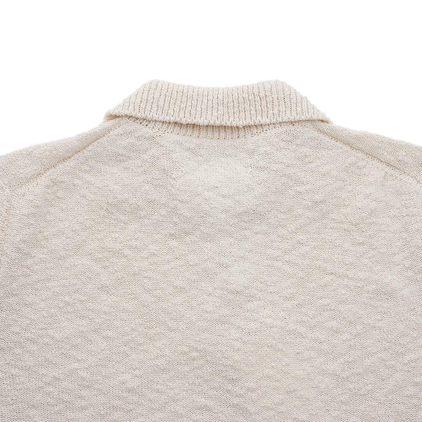 Maison Margiela Back Stitch Bouclé Polo Knit Sweater Women White
