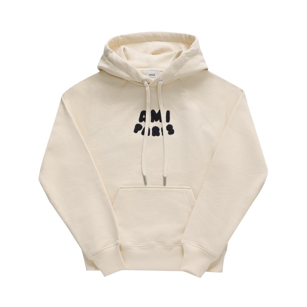 AMI Crochet Logo Hoodie Unisex Black Cotton Pullover