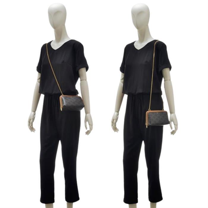 CELINE Triomphe Chain Clutch Bag Lambskin Crossbody
