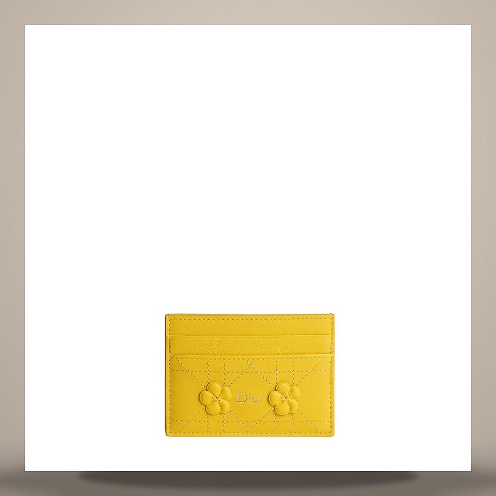 DIOR Cannage Lambskin Buttercup Embroidered Card Holder S2400OUKCM48Y