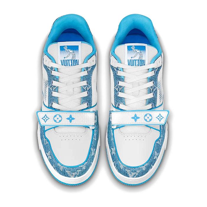 Louis Vuitton Marine Denim Velcro LV Trainer Low-Top Sneakers