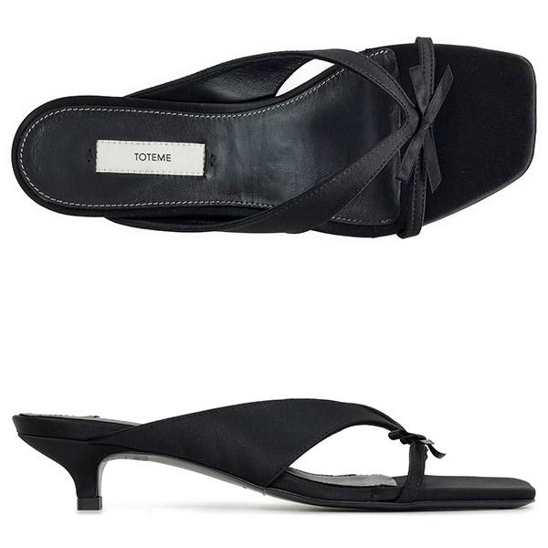 Toteme Black Bow Satin Sandals WAS0278 FB0401 001