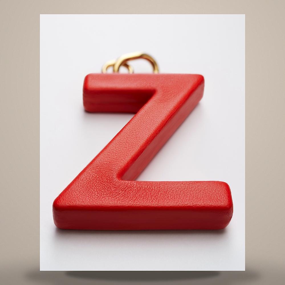 CELINE Alphabet Charm Z Lambskin Gold-Finish Brass Ultra Red Keyr B10F64V63 27AG
