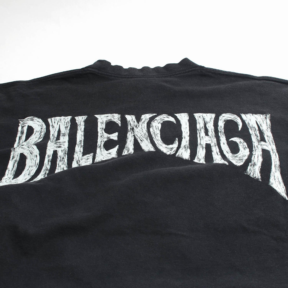 BALENCIAGA Washed Black Back Logo Short Sleeve T-Shirt 764235 TPVU4 1569
