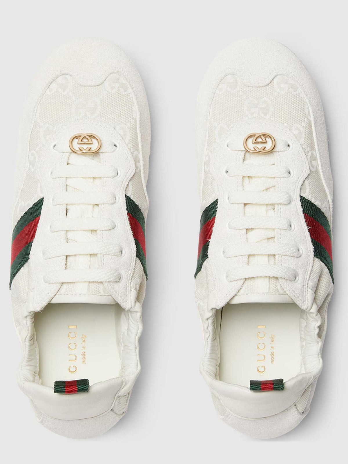 GUCCI White Leather Low-Top Sneakers