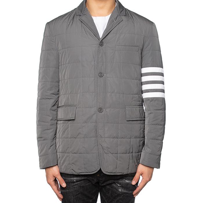 THOM BROWNE Men’s Diagonal Stripe Padded Sports Jacket Gray