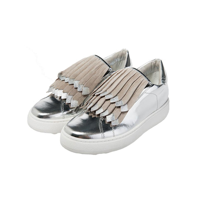 Philippe Model Women’s Fringe Low-Top Sneakers Silver Gray PM01