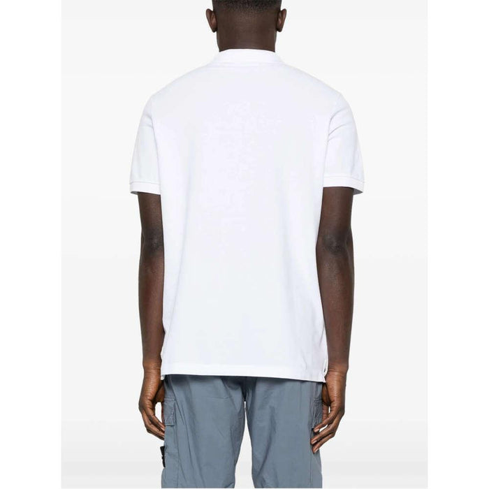 STONE ISLAND White Patch Logo Polo T-Shirt Unisex
