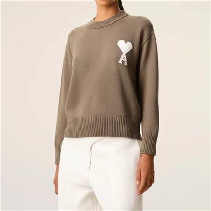 AMI Wool Cotton Crewneck Ami de Coeur Sweater