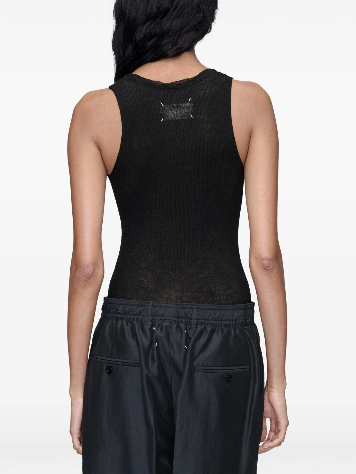 Maison Margiela Black Cotton Tank Top Sleeveless Shirt