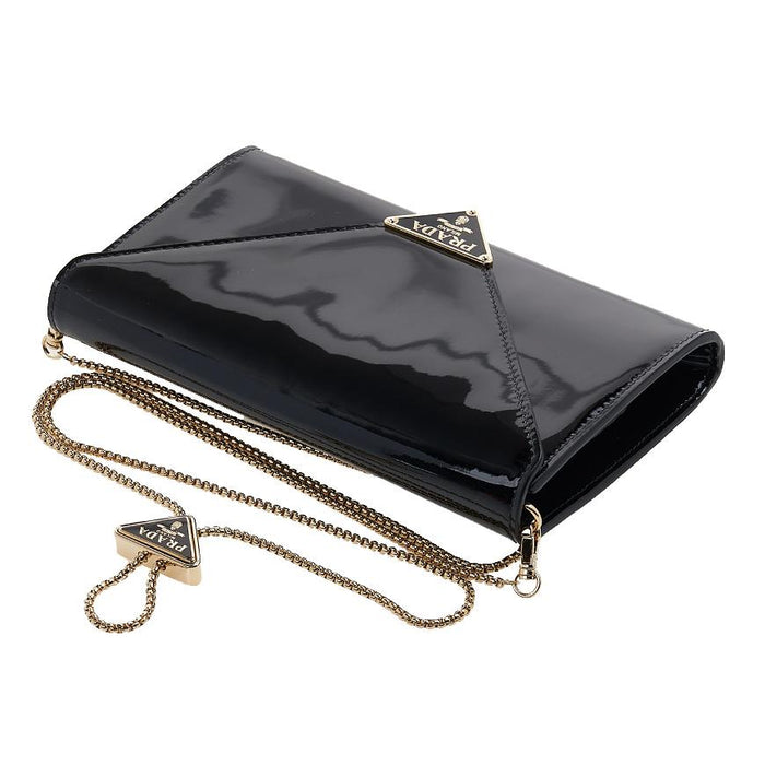 PRADA Patent Leather Mini Clutch Bag Black