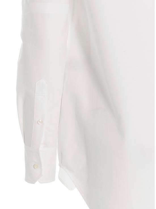THOM BROWNE White Cotton Oxford 4-Bar Bow-Tie Blouse