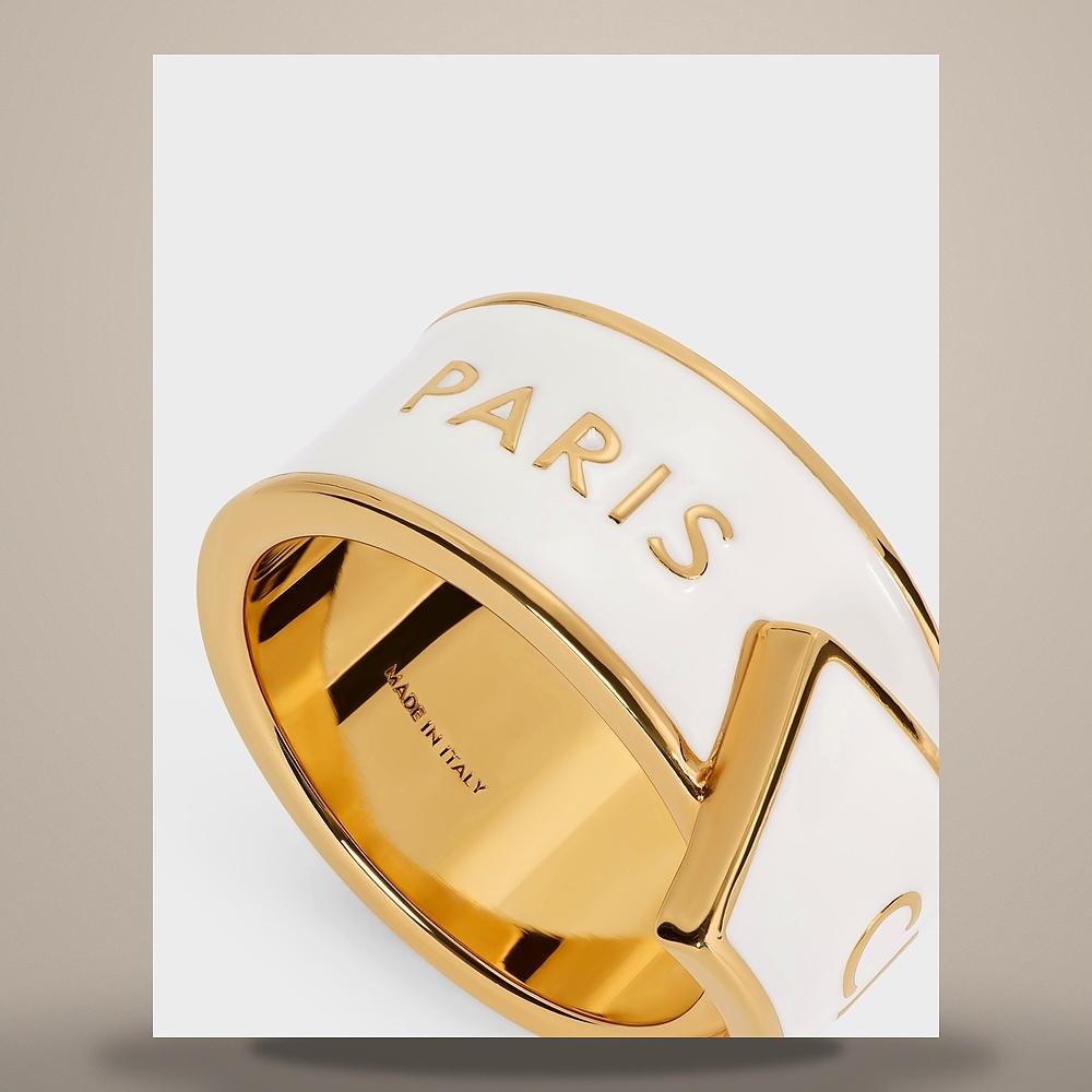 CELINE Triomphe Signet Ring Varnished Gold-Finish Brass Poppy Red B107N3F86 GJY8