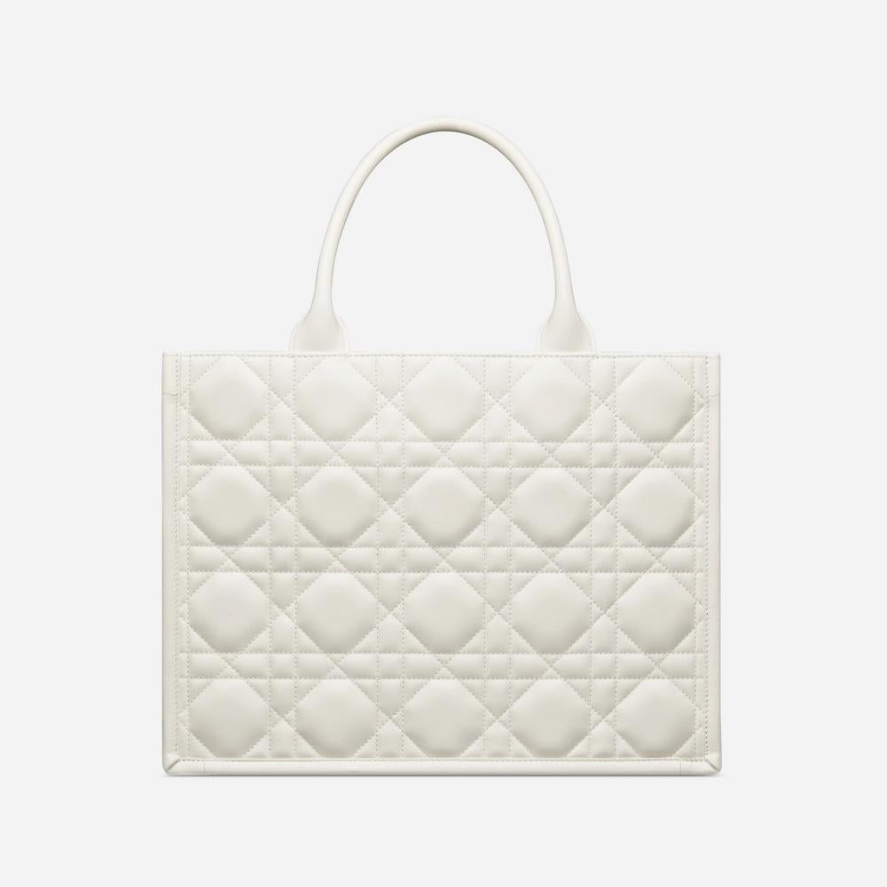 DIOR Leather Book Tote Medium Women’s Tote Bag Black White M1324OWHP