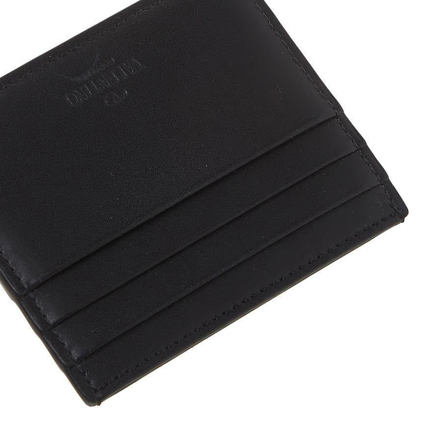 VALENTINO Garavani VLTN Leather Card Holder for Men Navy
