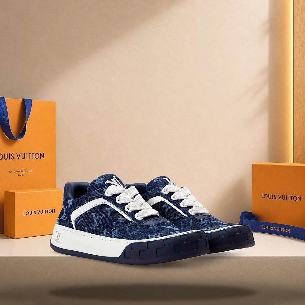 Louis Vuitton Indigo Blue LV Tilted Low Top Sneakers