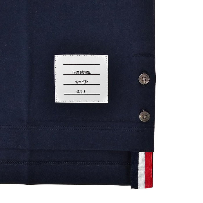 THOM BROWNE Ringer Short Sleeve T-Shirt Navy Cotton Men’s