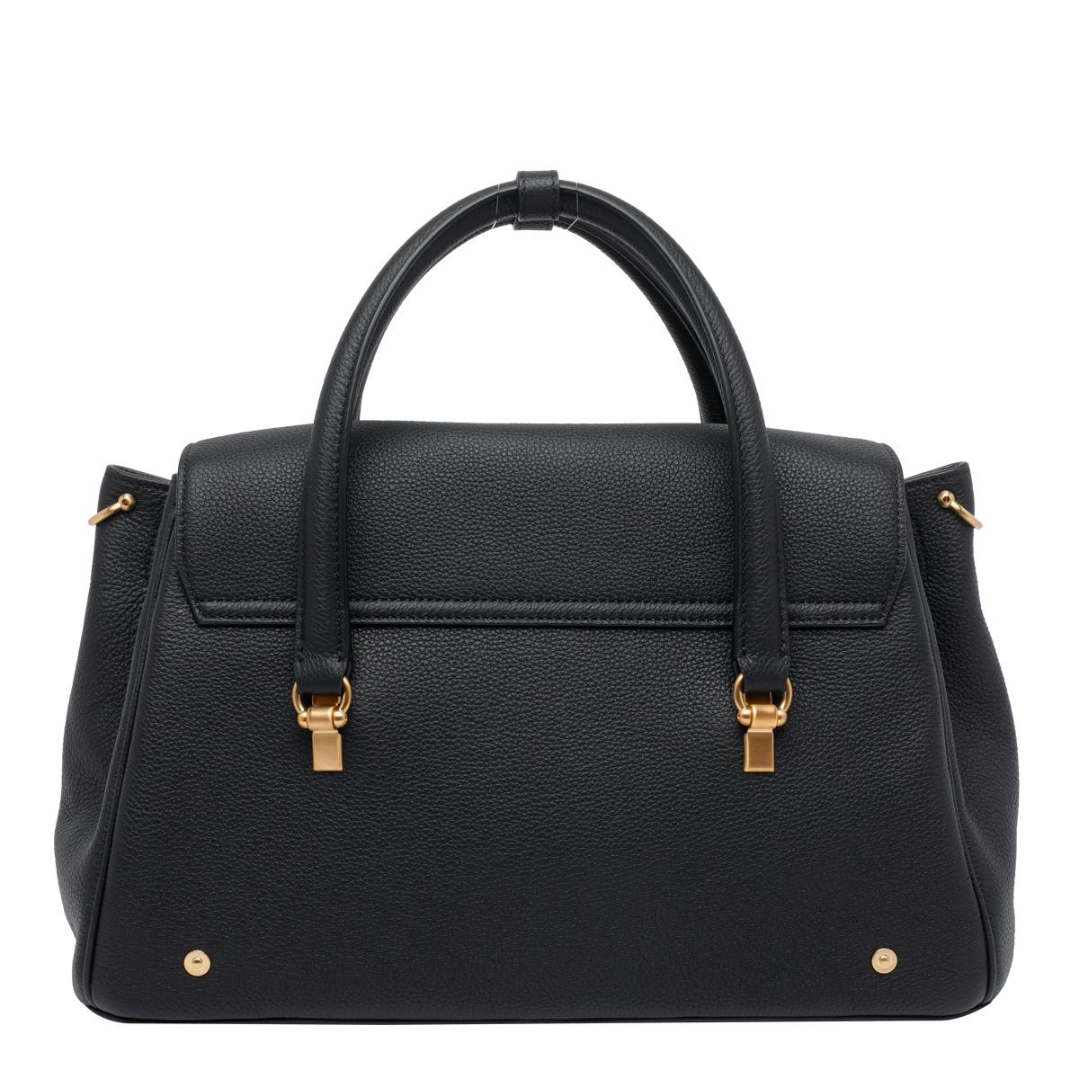 THOM BROWNE Black Leather Tote Bag