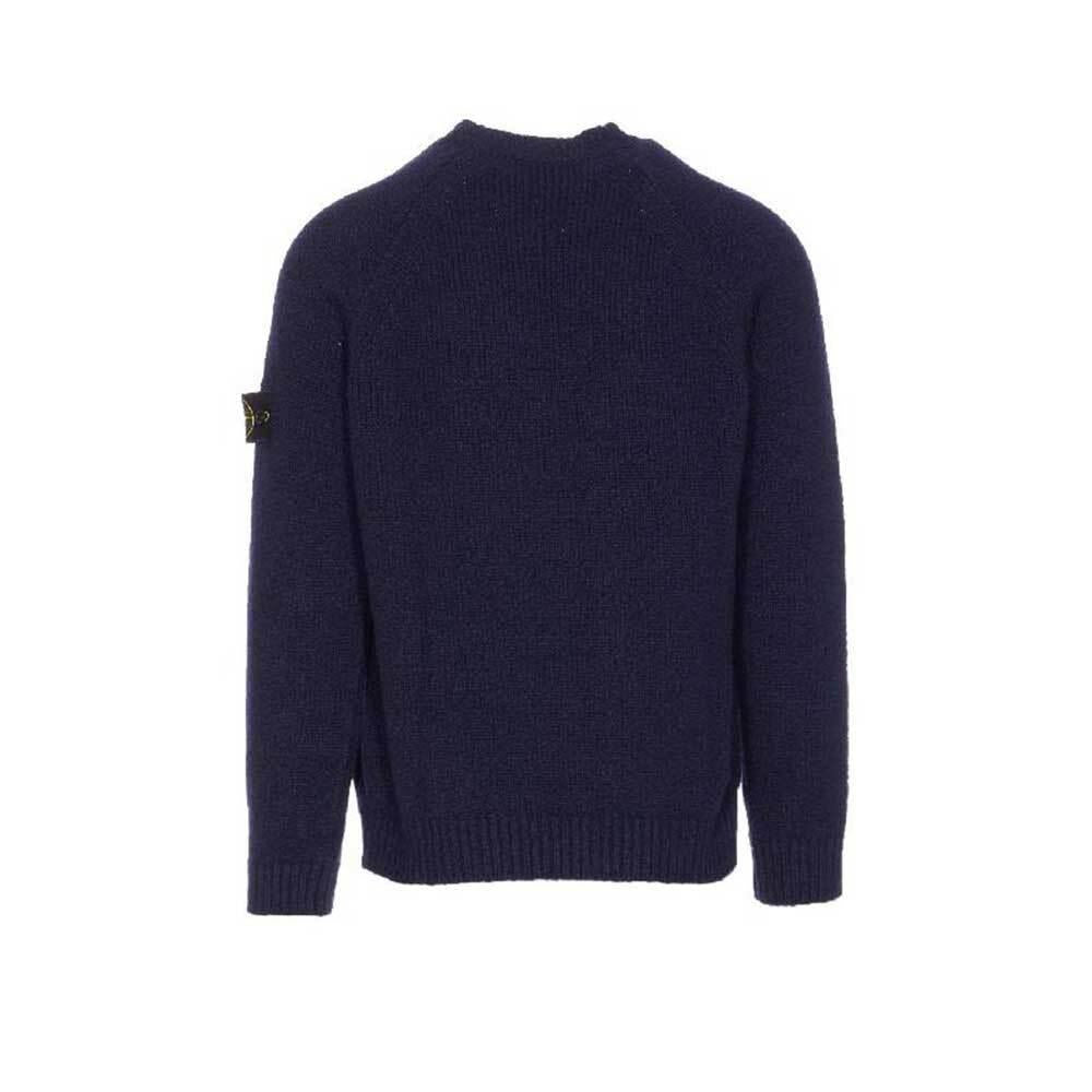 STONE ISLAND Navy Raglan Knit Crewneck Sweater for Men 5100050