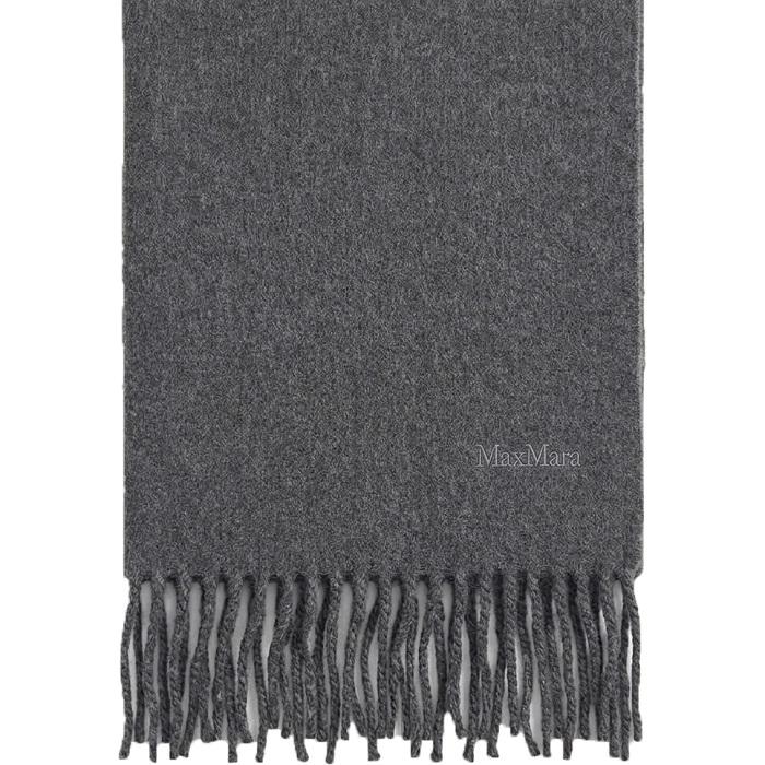 Max Mara Silee Embroidered Logo Wool Scarf Gray
