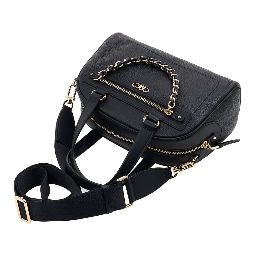 Michael Kors Women’s Logo Chain Tote Bag Black Leather Tote