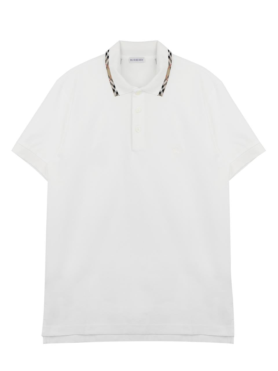 BURBERRY Check Trim Cotton Polo Shirt for Men 8126955