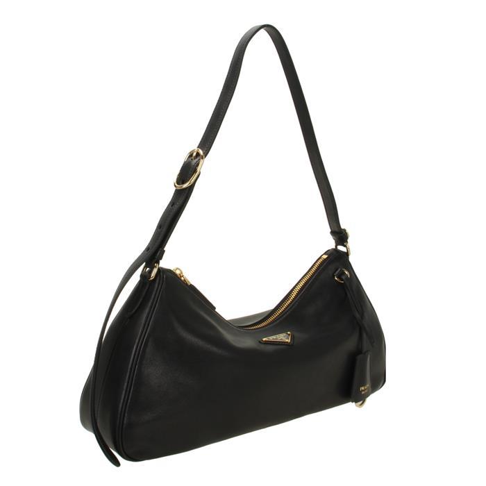 PRADA Black Nappa Leather Amy Large Shoulder Bag