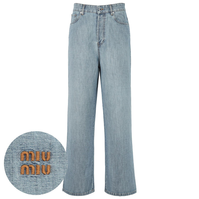 Miu Miu Light Blue Chambray Denim Pants GWP394 18JI F0076