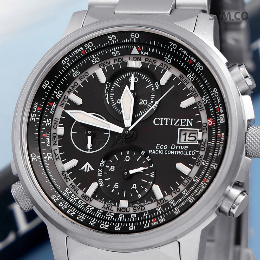 CITIZEN Promaster Chronograph Black Dial Eco-Drive Men’s Metal Watch AT8300 58E