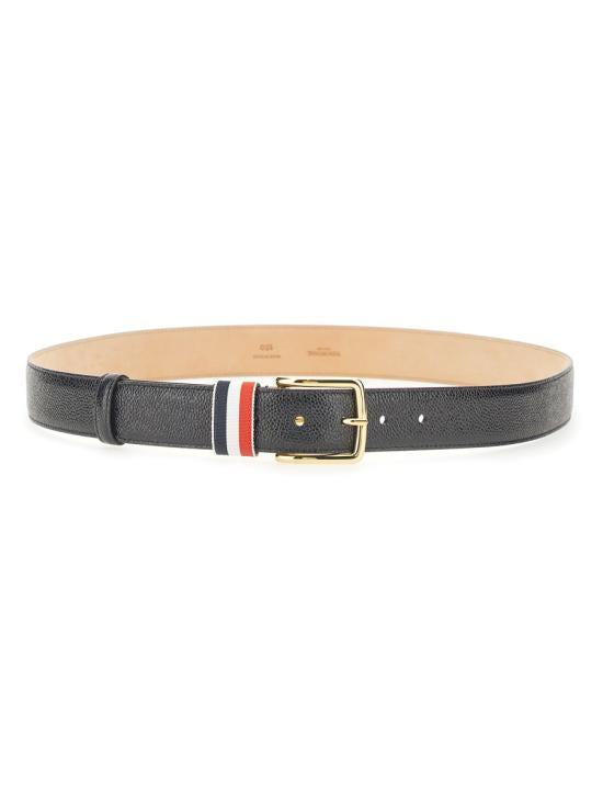 THOM BROWNE Pebbled Calfskin Leather Belt MCX039A 00198 001 BLACK DOM