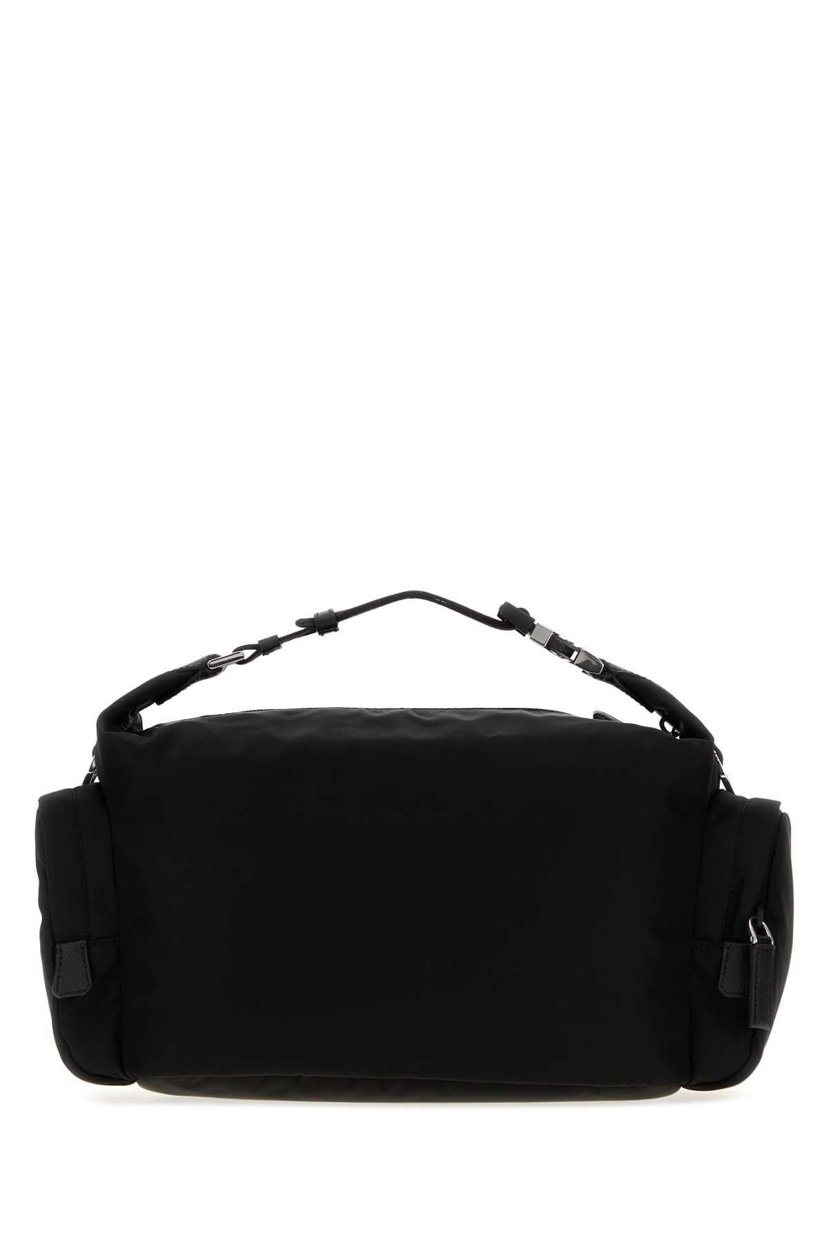 PRADA Black Nylon Leather Tote Bag for Men
