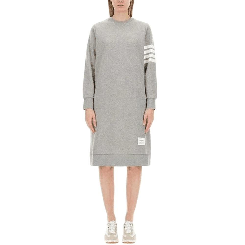 THOM BROWNE Women’s 4-Bar RWB Loopback Midi Dress Gray