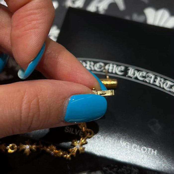 Chrome Hearts 22K Tiny E CH Full Pave Diamond Bracelet