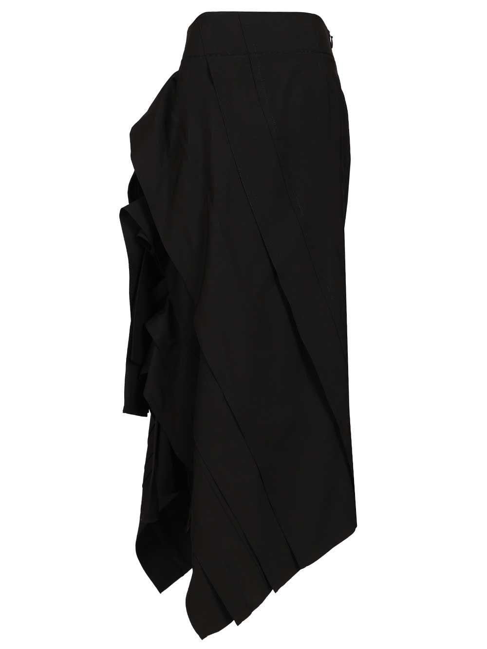 Bottega Veneta Black Leather Midi Skirt