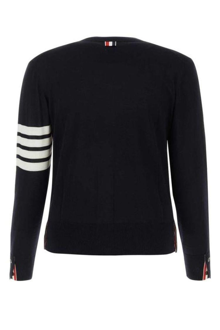 THOM BROWNE 4-Bar Milano Stitch Navy Men's Crewneck Knit Top