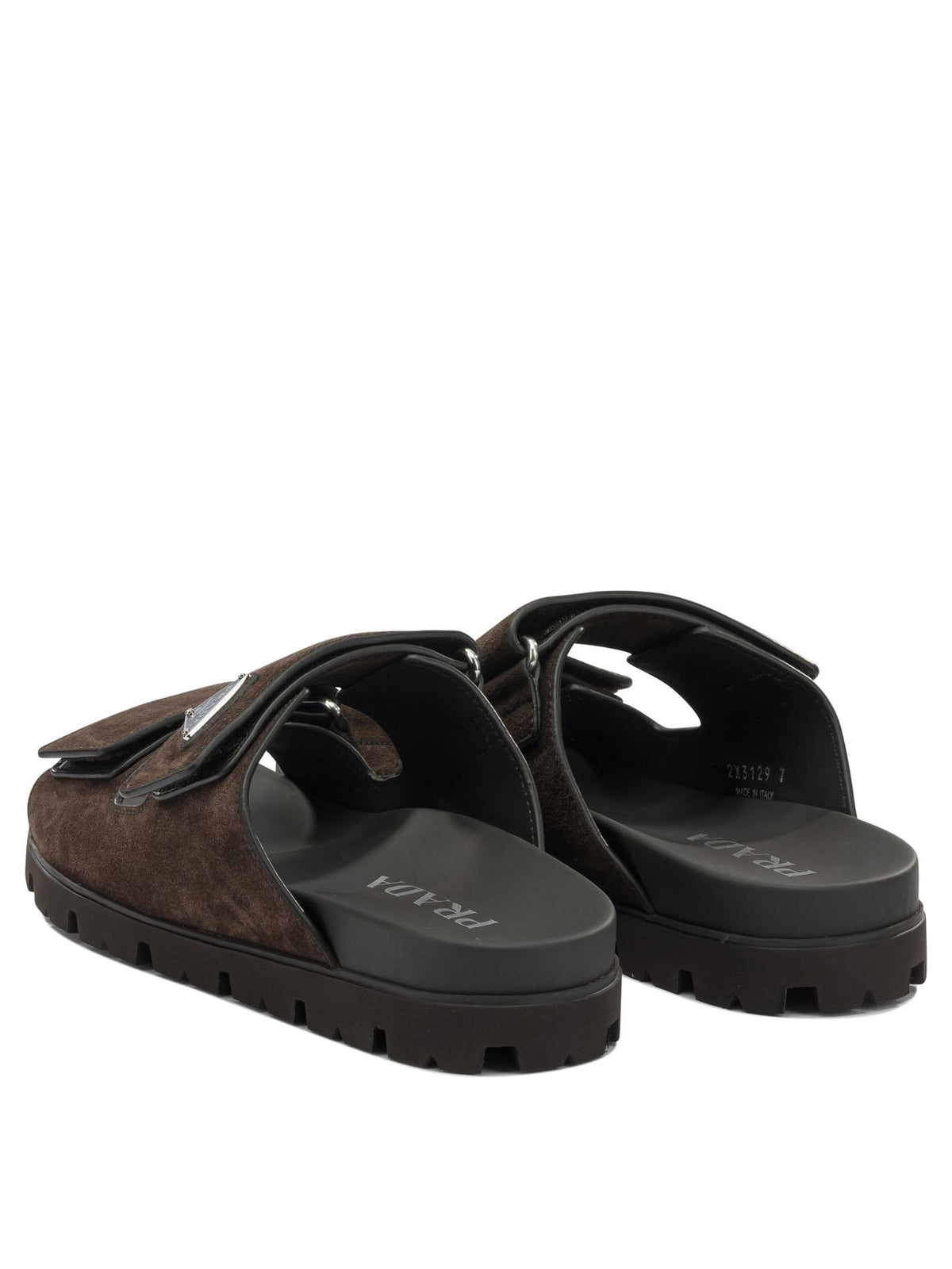 PRADA Black Leather Slide Sandals for Men