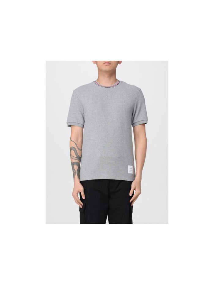 THOM BROWNE Cotton Waffle Rib Cuff T-Shirt Gray Men’s