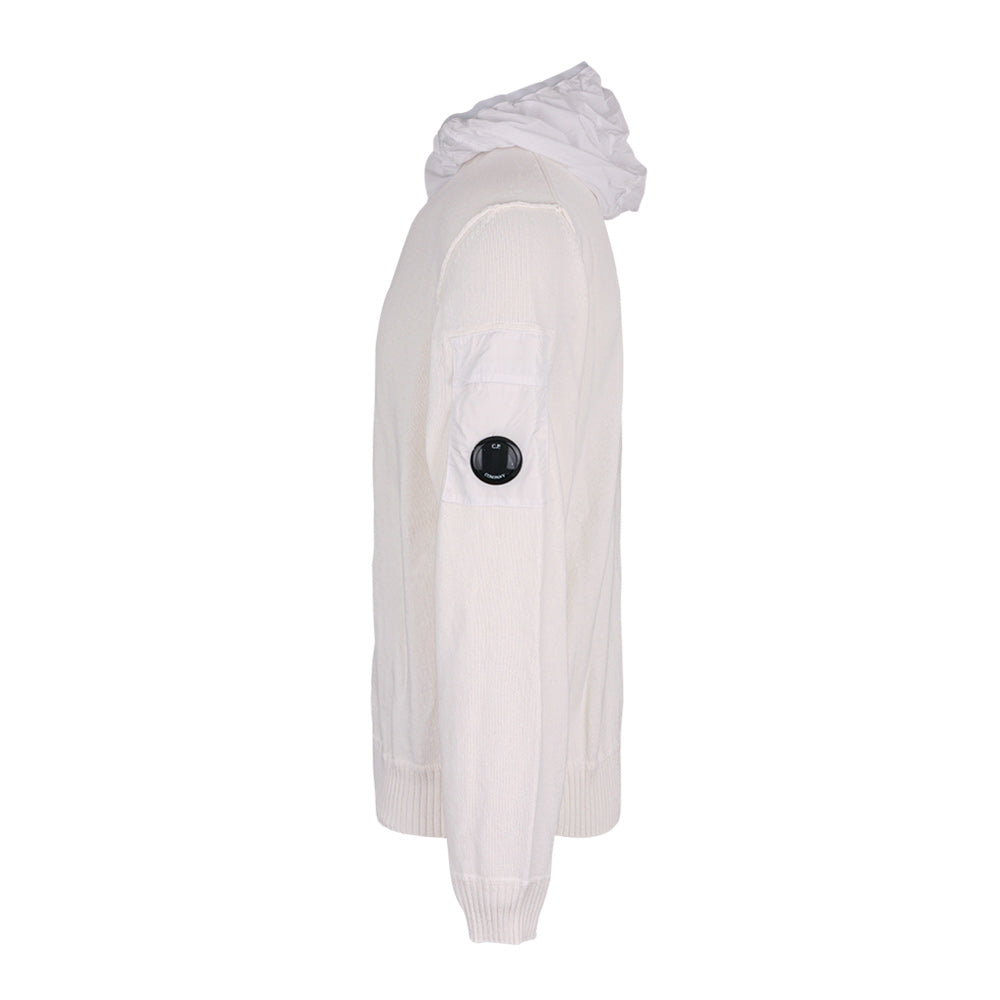 CP Company Men’s Knit Hooded Zip-Up Sweater White