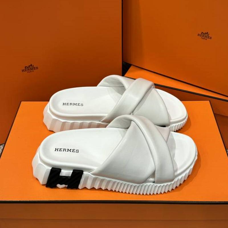 HERMES White Black Calfskin Infra Sandals Low-Top Sneakers